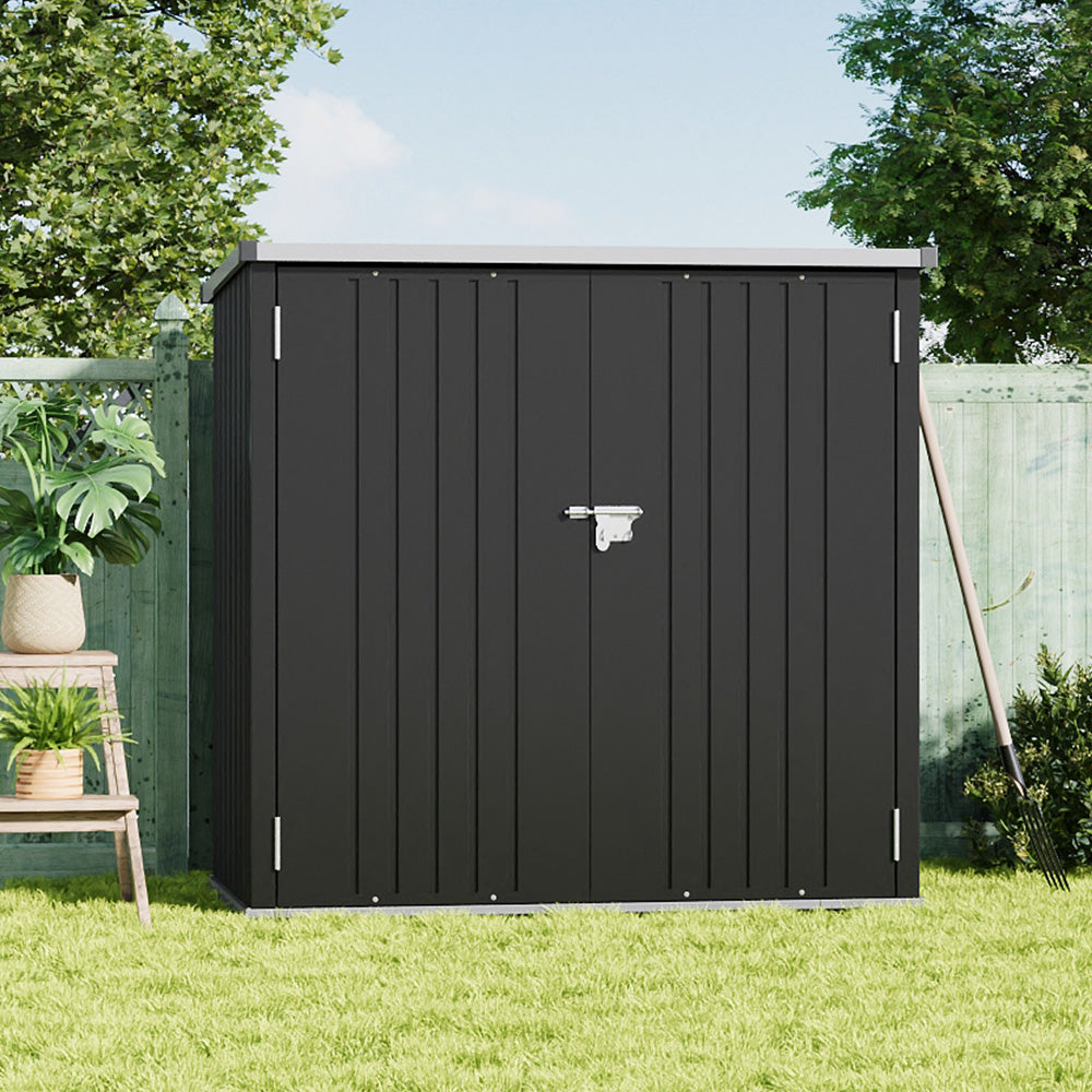 5x3ft anthracite grey outdoor storage shed with sloped roof – compact and weatherproof garden solution